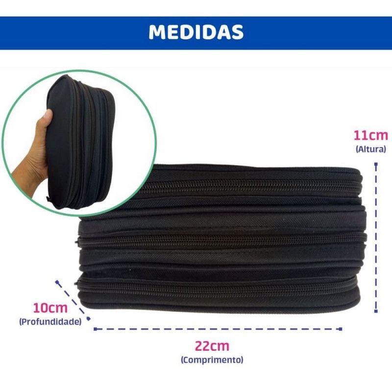 ESTOJO TRIPLO PRETO YEPP - REF. EST12021P - 1 UNIDADE