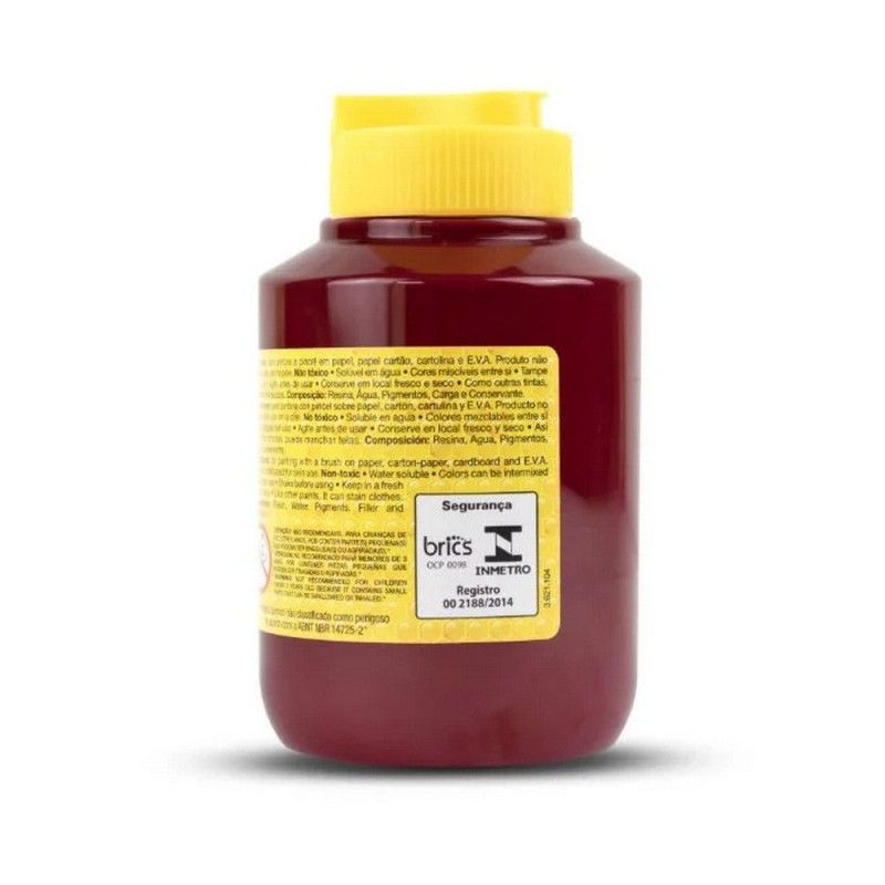 TINTA GUACHE 250ML VINHO ACRILEX - REF. 565 - PACOTE COM 3 UNIDADES
