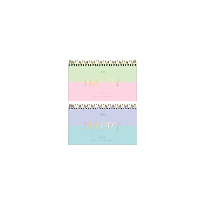 AGENDA ESPIRAL HAPPY BOLSO M2 TILIBRA 2025 - REF. 314226 - PACOTE COM 5 UNIDADES SORTIDAS