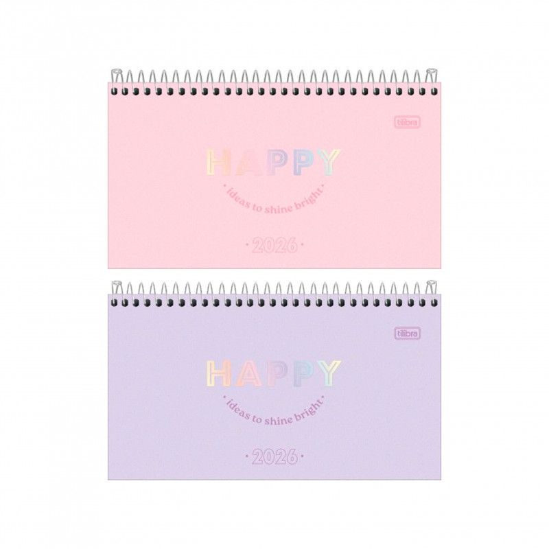 AGENDA ESPIRAL HAPPY BOLSO M2 TILIBRA 2026 - REF. 314226 - PACOTE COM 5 UNIDADES SORTIDAS
