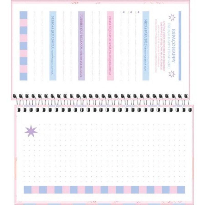 AGENDA ESPIRAL HAPPY BOLSO M2 TILIBRA 2026 - REF. 314226 - PACOTE COM 5 UNIDADES SORTIDAS