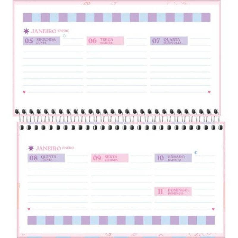 AGENDA ESPIRAL HAPPY BOLSO M2 TILIBRA 2026 - REF. 314226 - PACOTE COM 5 UNIDADES SORTIDAS