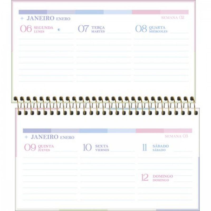 AGENDA ESPIRAL HAPPY BOLSO M2 TILIBRA 2026 - REF. 314226 - PACOTE COM 5 UNIDADES SORTIDAS