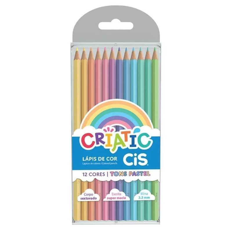 LAPIS 12 CORES CRIATIC TONS PASTEL CIS - REF. 60.0200 - PACOTE COM 12 UNIDADES