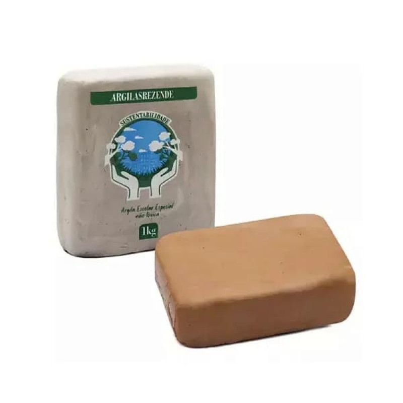 ARGILA ESCOLAR BRANCA 1KG REZENDE - 1 UNIDADE