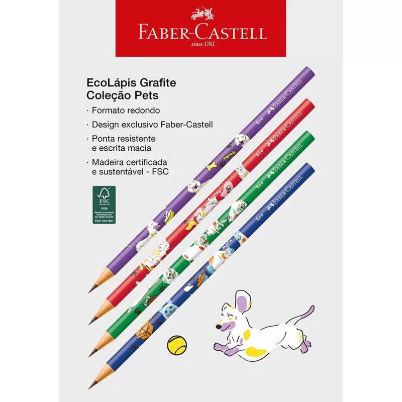 LAPIS PRETO ECO REDONDO PETS FABER-CASTELL - REF. 935PET - CAIXA COM 72 UNIDADES