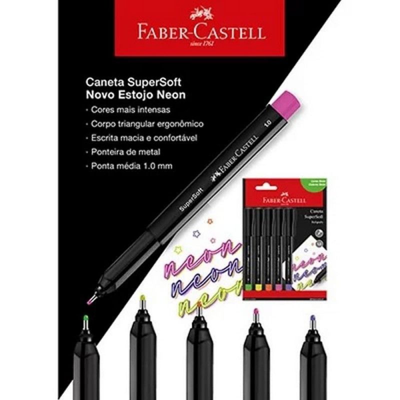 PINCEL MARCADOR SUPERSOFT 1.0 NEON FABER-CASTELL - REF. BPSS/ESNEZF - 1 UNIDADE