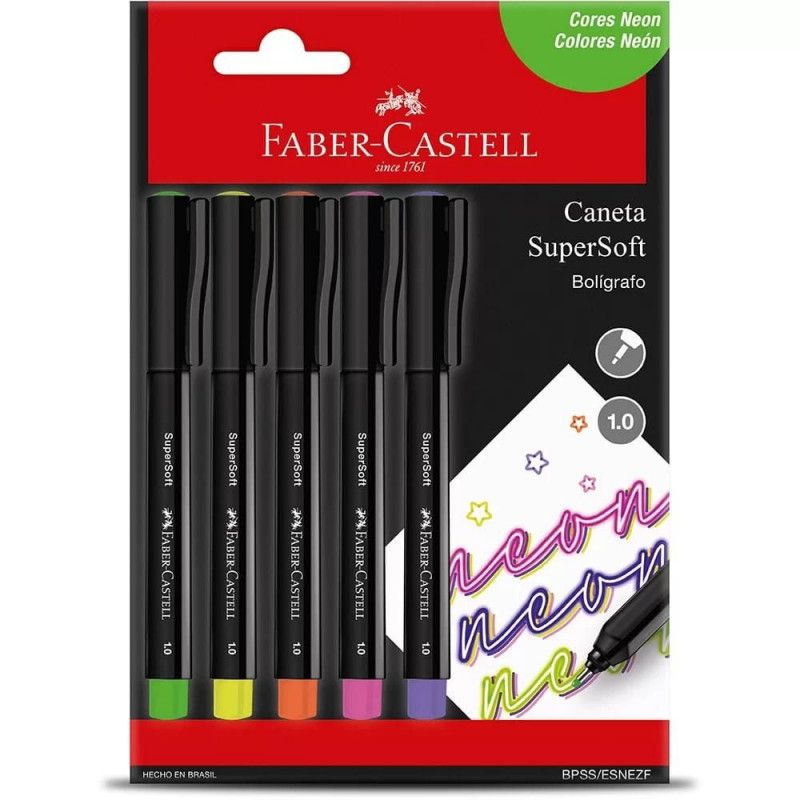 PINCEL MARCADOR SUPERSOFT 1.0 NEON FABER-CASTELL - REF. BPSS/ESNEZF - PACOTE COM 10 UNIDADES