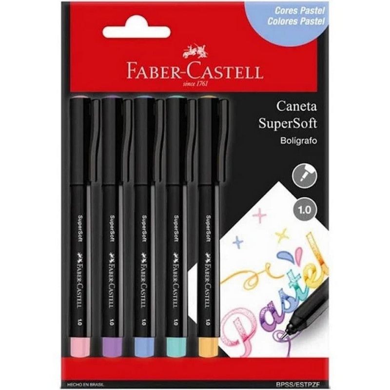 PINCEL MARCADOR SUPERSOFT 1.0 PASTEL FABER-CASTELL - REF. BPSS/ESTPZF - PACOTE COM 10 UNIDADES