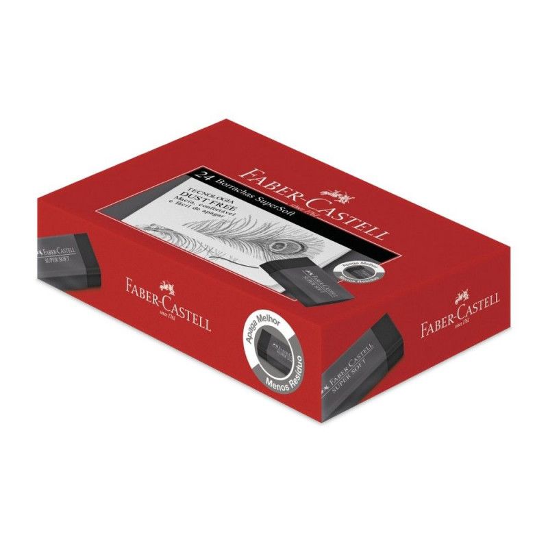 BORRACHA SUPER SOFT FABER CASTELL - REF. SOFTBOR - CAIXA COM 24 UNIDADES