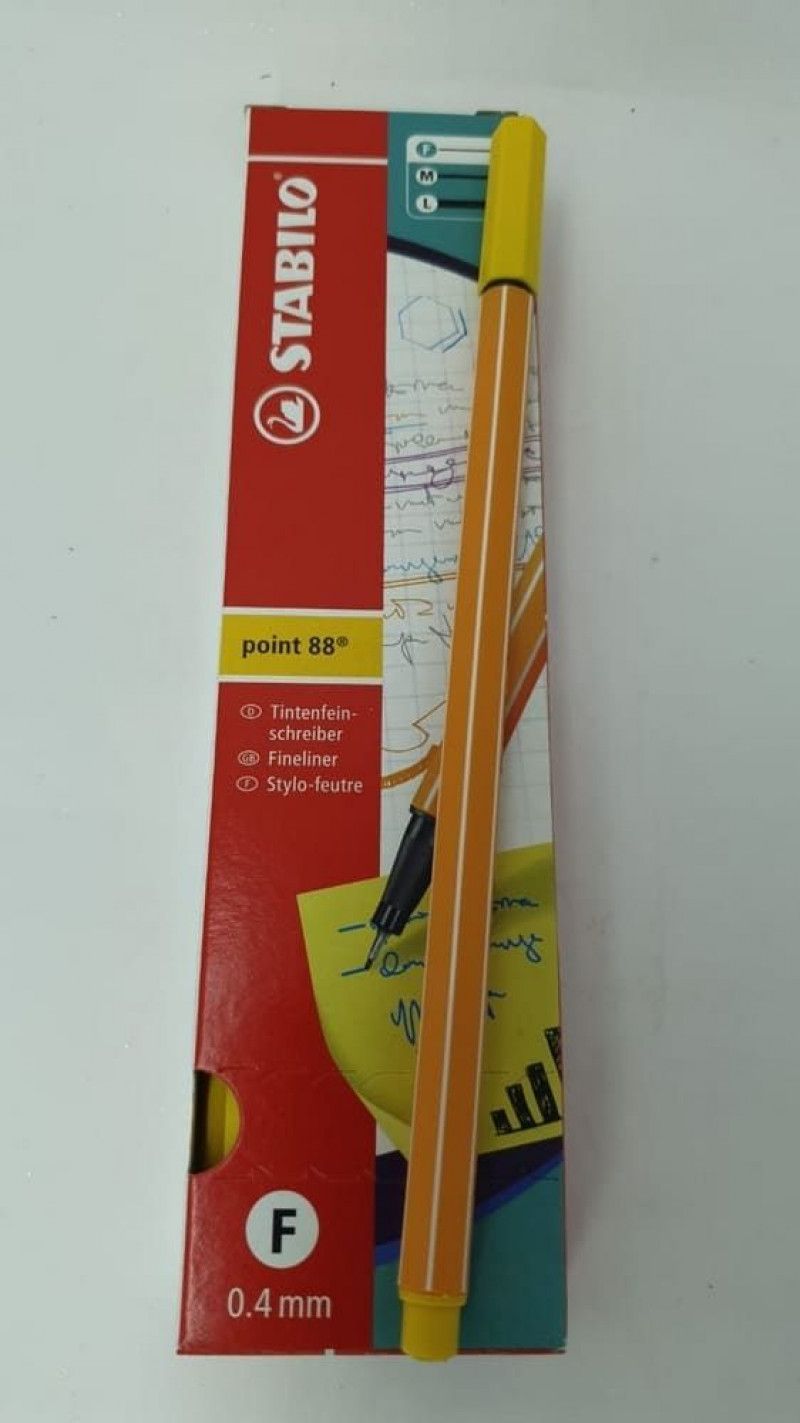 CANETA 0.4 STABILO POINT 88 AMARELO - REF. 88/44 - CAIXA COM 10 UNIDADES