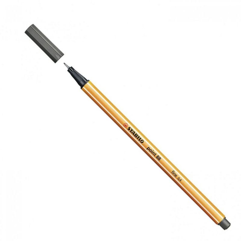 CANETA 0.4 STABILO POINT 88 CINZA ESCURO - REF. 88/96 - CAIXA COM 10 UNIDADES