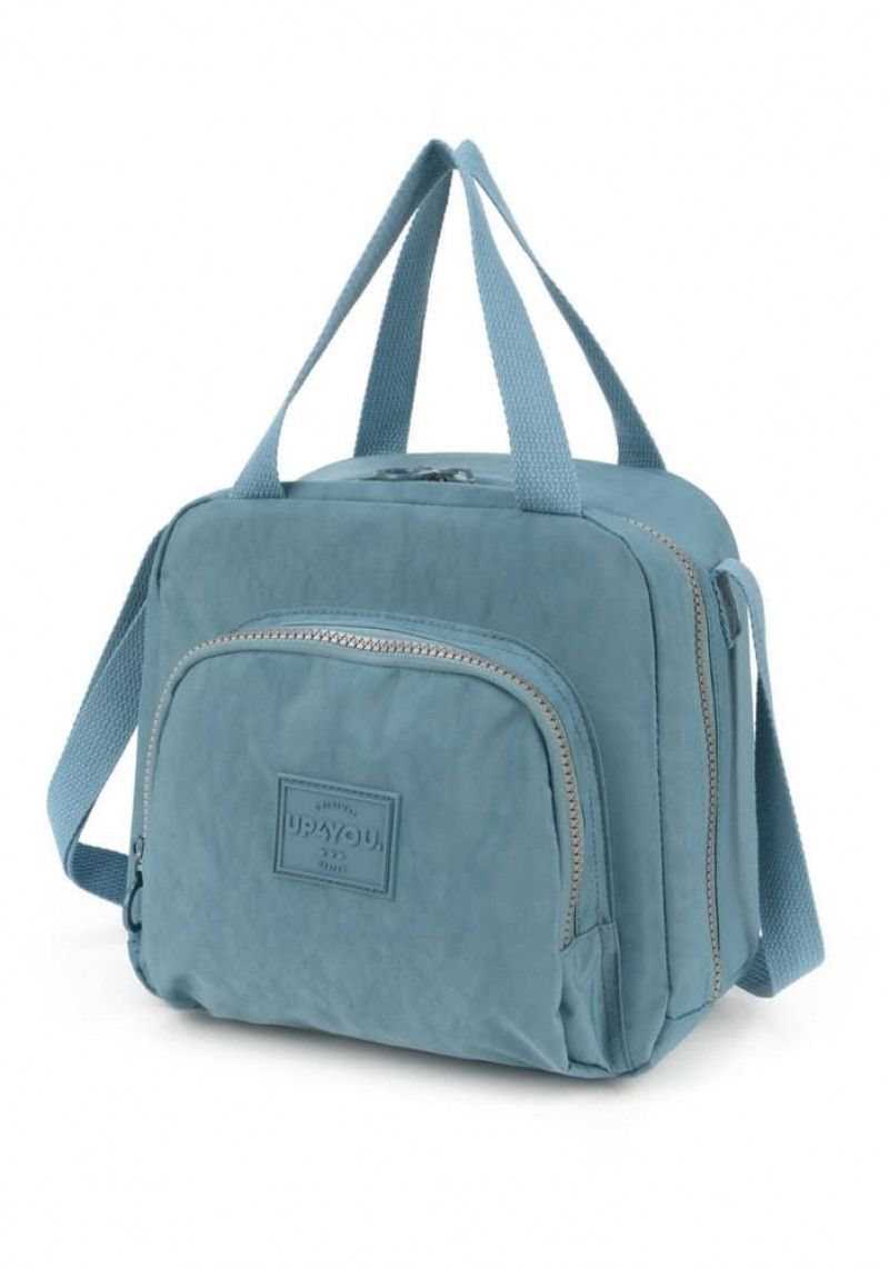 LANCHEIRA COM ALCA AZUL CRINKLE LUXCEL - REF. LA51613UP-AZ - 1 UNIDADE