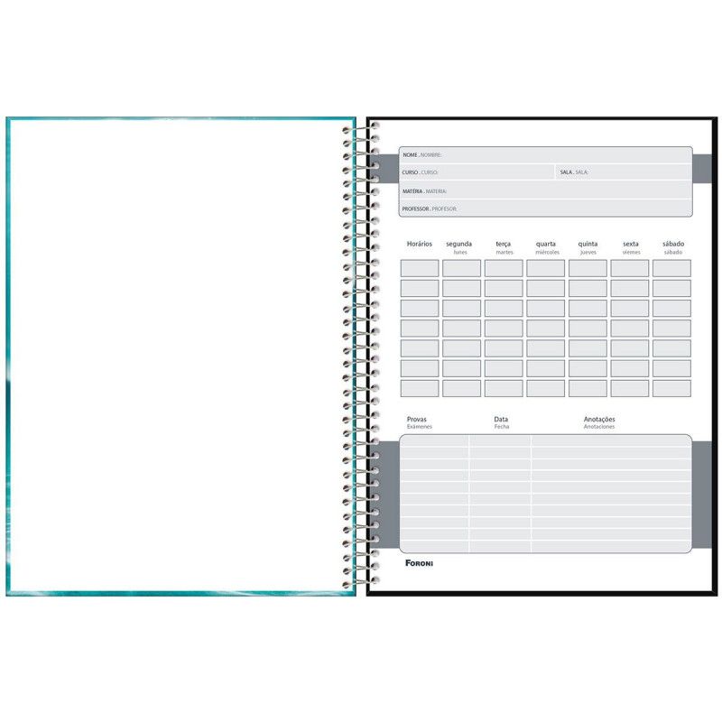 CADERNO 10 MATERIAS CAPA DURA 160 FOLHAS 4 ELEMENTOS FORONI - REF. 8026 - PACOTE COM 4 UNIDADES