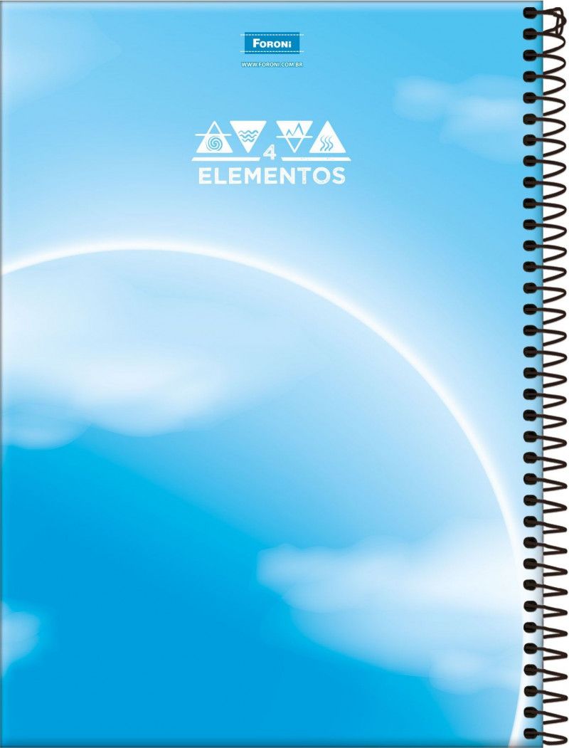 CADERNO 10 MATERIAS CAPA DURA 160 FOLHAS 4 ELEMENTOS FORONI - REF. 8026 - PACOTE COM 4 UNIDADES