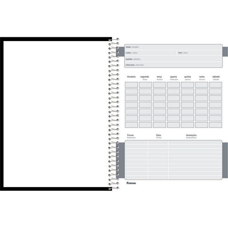 CADERNO 15 MATERIAS CAPA DURA 240 FOLHAS LIKE IT FORONI - REF. 9358 - PACOTE COM 2 UNIDADES