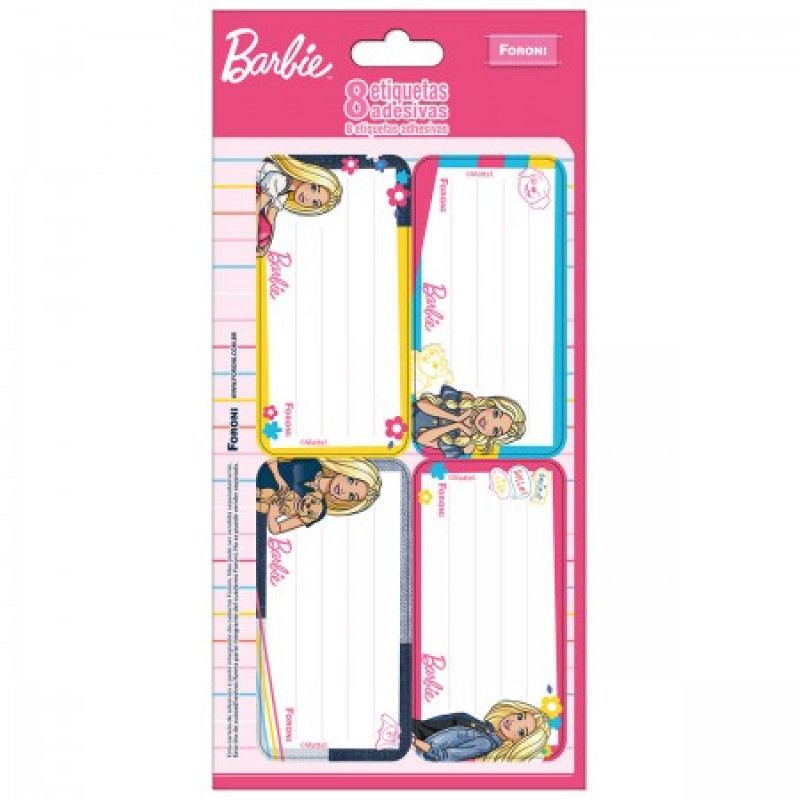 ETIQUETA ESCOLAR BARBIE COM 8 ETIQUETAS FORONI - REF. 8306 - 1 UNIDADE