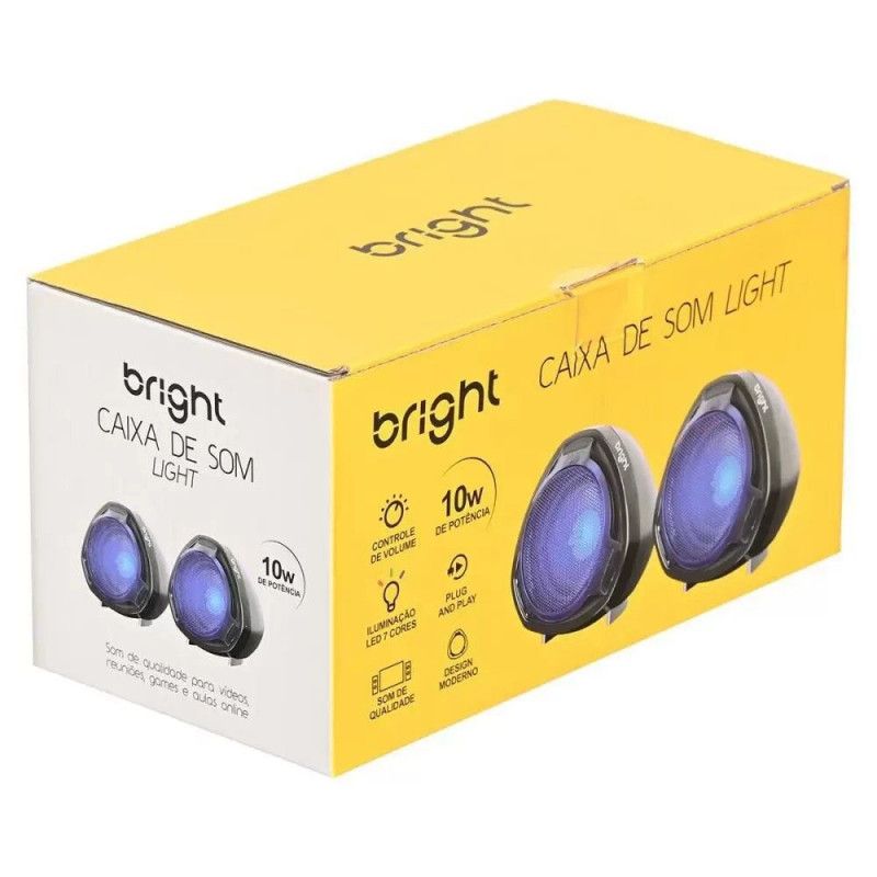 CAIXA DE SOM 10W LIGHT USB/LED BRIGHT - REF. CX001 - 1 UNIDADE