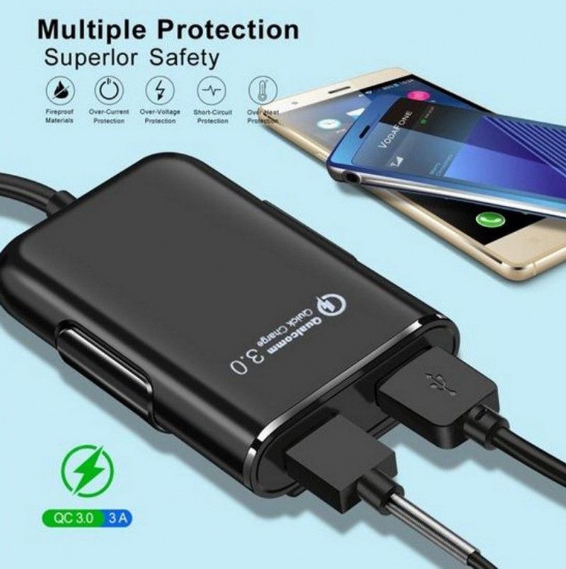 CARREGADOR AUTOMOTIVO 4 ENTRADAS COM EXTENSOR - REF. 2781 - 1 UNIDADE