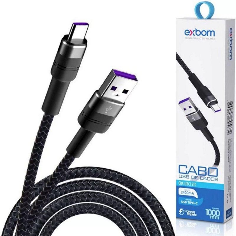 CABO CARREGADOR CELULAR TIPO-C EXBOM - REF. CBX-U2C15TC - 1 UNIDADE