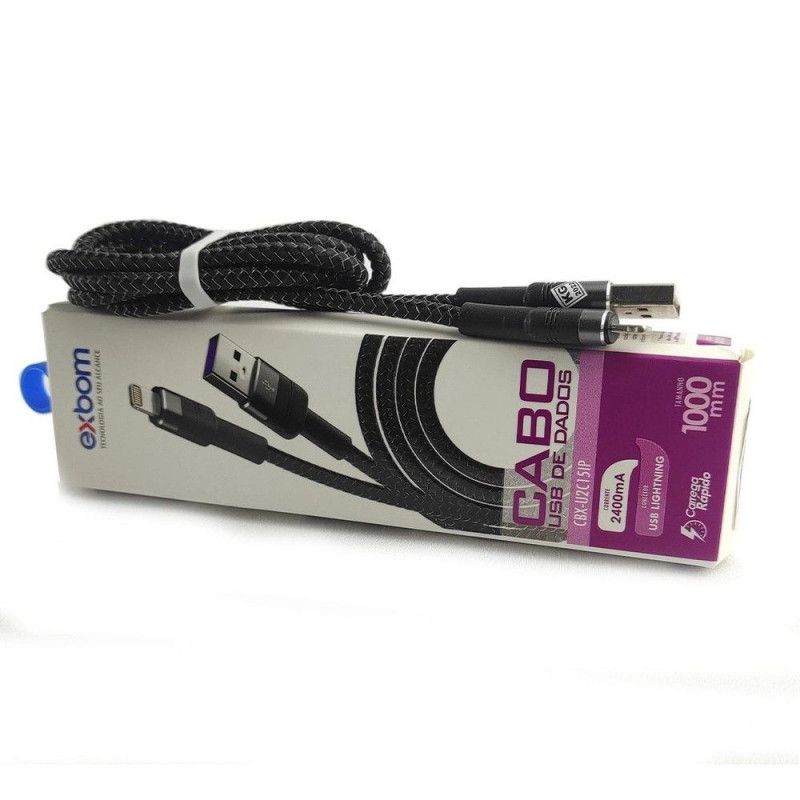 CABO CARREGADOR IPHONE 8 PINOS EXBOM - REF. CBX-U2C15IP - 1 UNIDADE