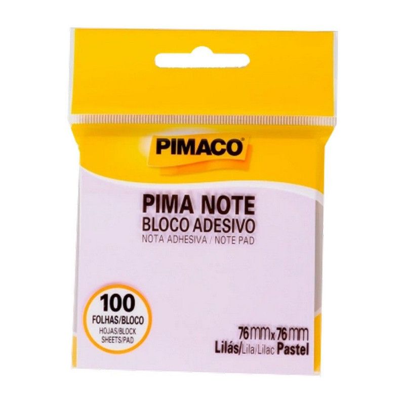 BLOCO ADESIVO DE ANOTACAO 76X76MM 100 FOLHAS PASTEL PIMACO - REF. 970823 LILAS - 1 UNIDADE