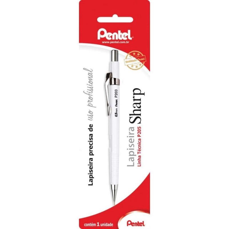 LAPISEIRA 0.3 SHARP BRANCO BLISTER PENTEL - REF. P203-W BRANCO - 1 UNIDADE