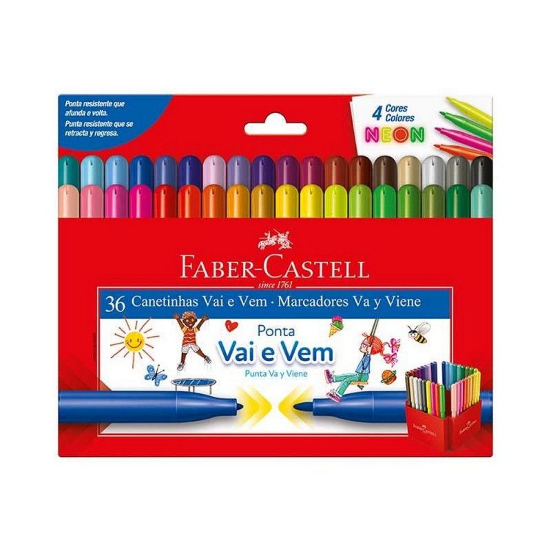 CANETA HIDROCOR 36 CORES VAI E VEM FABER-CASTELL - REF. 15.0136VVZF - PACOTE COM 2 UNIDADES