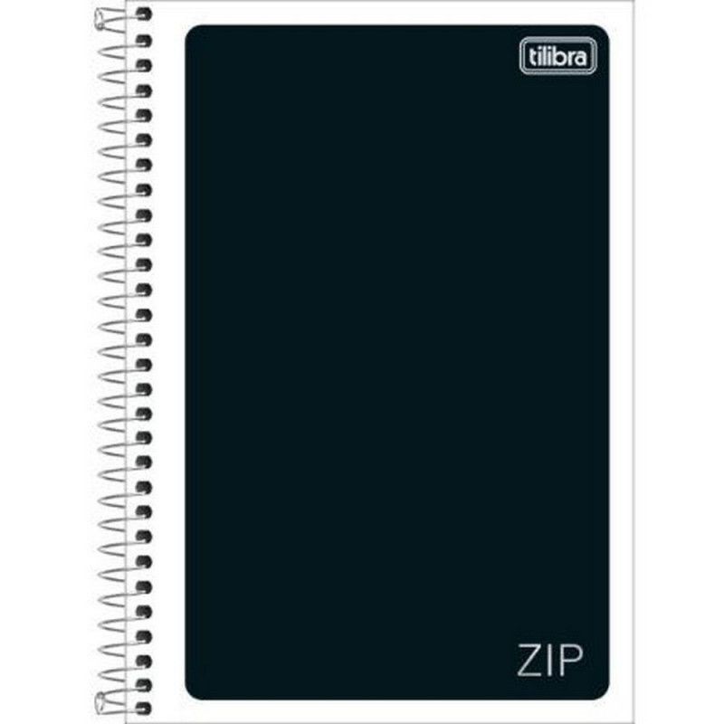 CADERNO ESPIRAL CAPA FLEXIVEL 1/4 48 FOLHAS ZIP PRETO TILIBRA - REF. 34203 - PACOTE COM 20 UNIDADES