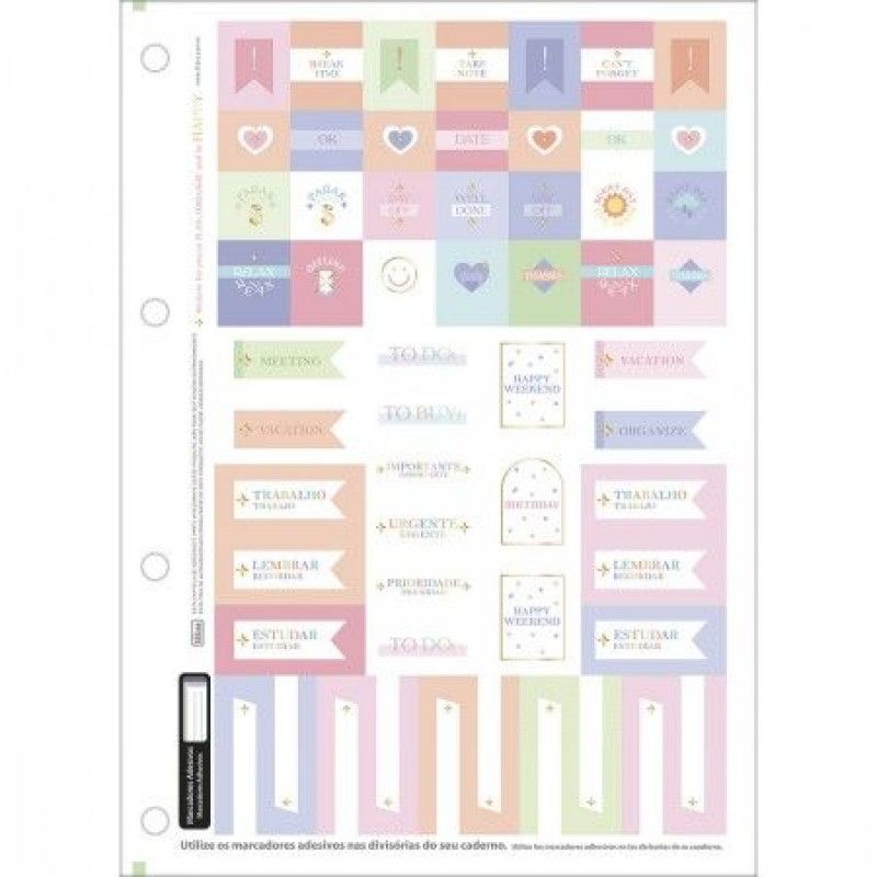 BLOCO PARA FICHARIO 80 FOLHAS HAPPY TILIBRA - REF. 30565 - PACOTE COM 5 UNIDADES