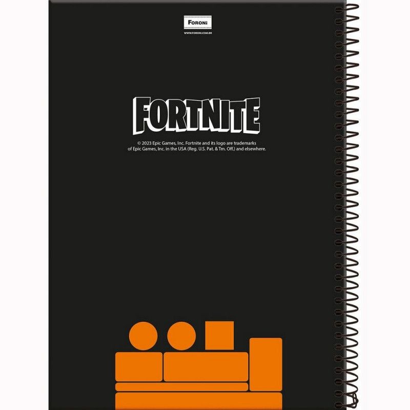 CADERNO UNIVERSITARIO CAPA DURA 80 FOLHAS 1 MATERIA FORTNITE FSC - REF. 6483 - PACOTE COM 4 UNIDADES