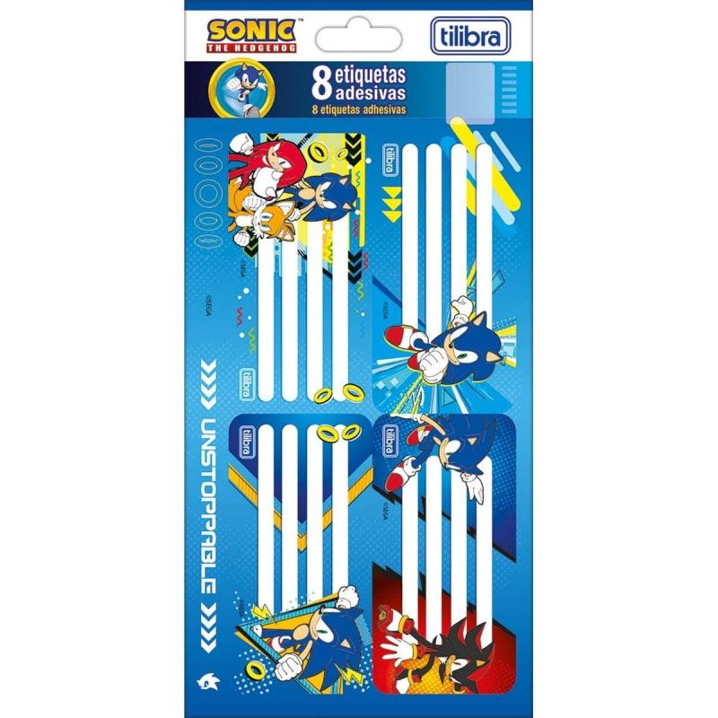 ETIQUETA ESCOLAR SONIC COM 8 TILIBRA - REF. 34303 - PACOTE COM 10 UNIDADES