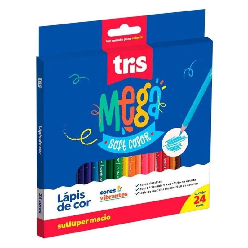 LAPIS 24 CORES MEGA SOFT TRIS - REF. 678252 - PACOTE COM 6 UNIDADES
