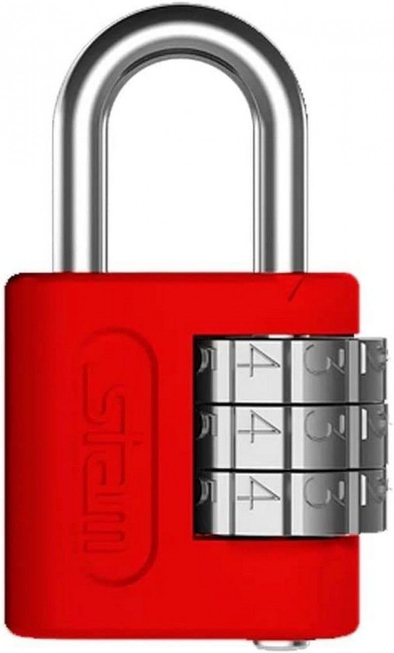 CADEADO 3 DIGITOS 25MM ZAMAC STAM - VERMELHO - 1 UNIDADE