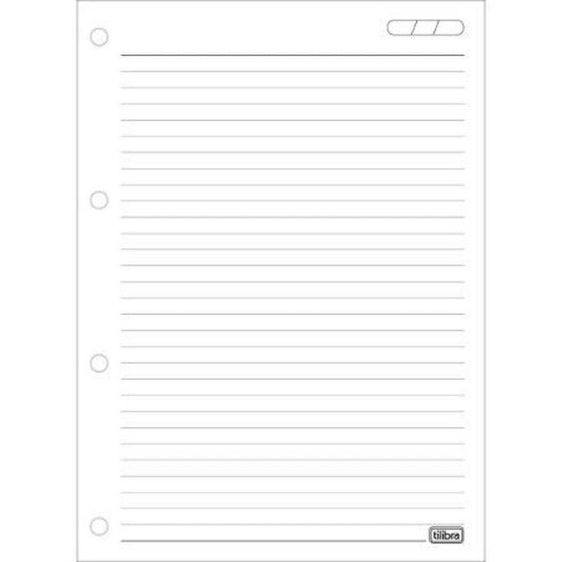 BLOCO PARA FICHARIO 80 FOLHAS ARGOLADO 90G TILIBRA - REF. 34187 - PACOTE COM 5 UNIDADES