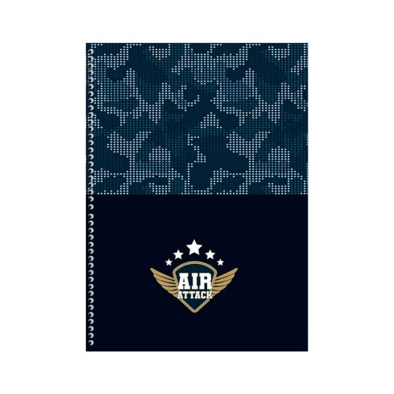 CADERNO 1 MATERIA CAPA DURA 80 FOLHAS AIR ATTACK SAO DOMINGOS - REF. 233390 - PACOTE COM 4 UNIDADES