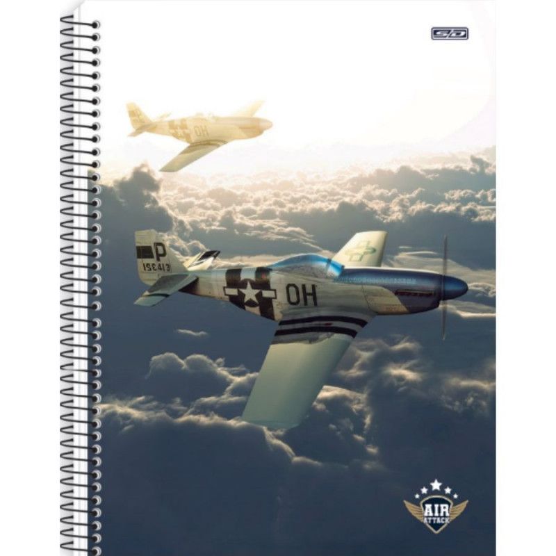 CADERNO 1 MATERIA CAPA DURA 80 FOLHAS AIR ATTACK SAO DOMINGOS - REF. 233390 - PACOTE COM 4 UNIDADES