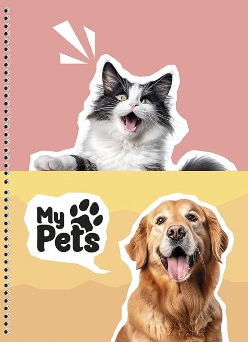 CADERNO 1 MATERIA CAPA DURA 80 FOLHAS MY PETS SAO DOMINGOS - REF. 233081 - PACOTE COM 4 UNIDADES