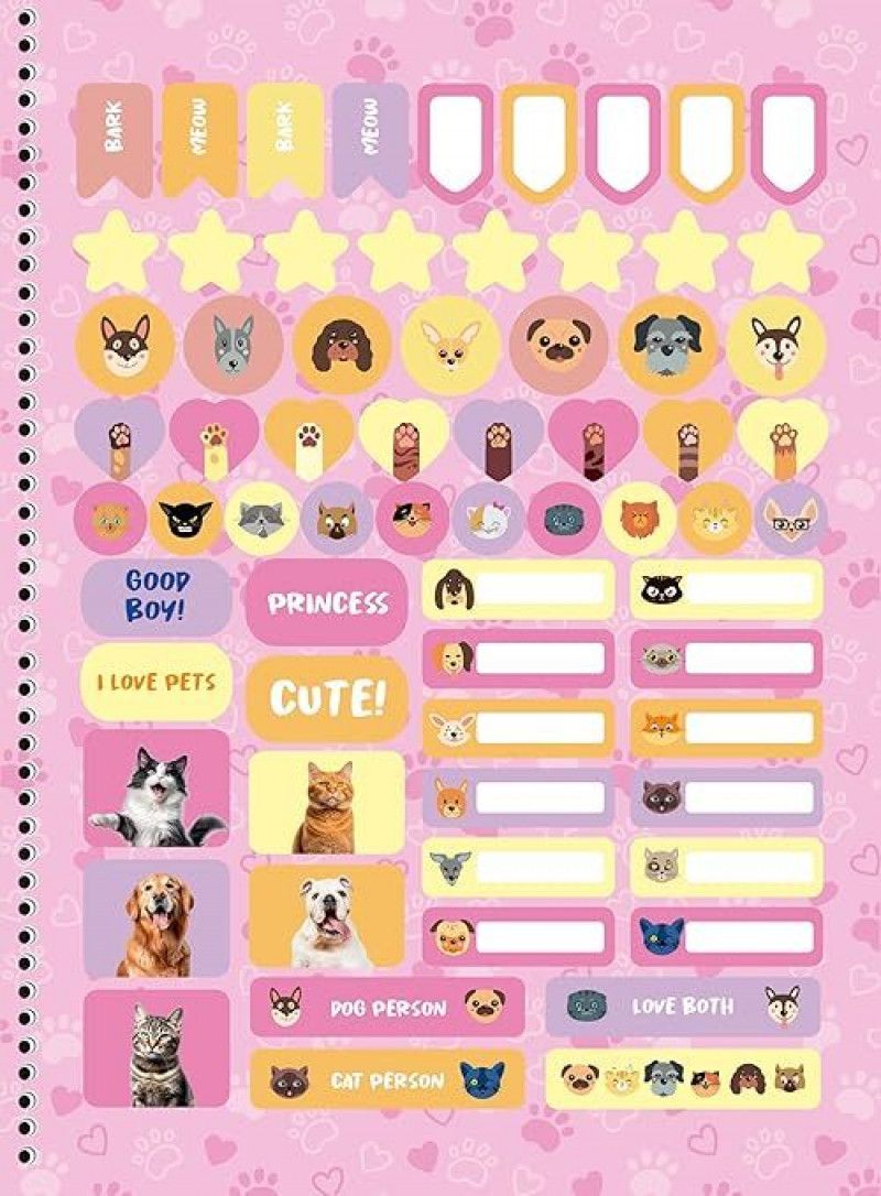 CADERNO 1 MATERIA CAPA DURA 80 FOLHAS MY PETS SAO DOMINGOS - REF. 233081 - PACOTE COM 4 UNIDADES