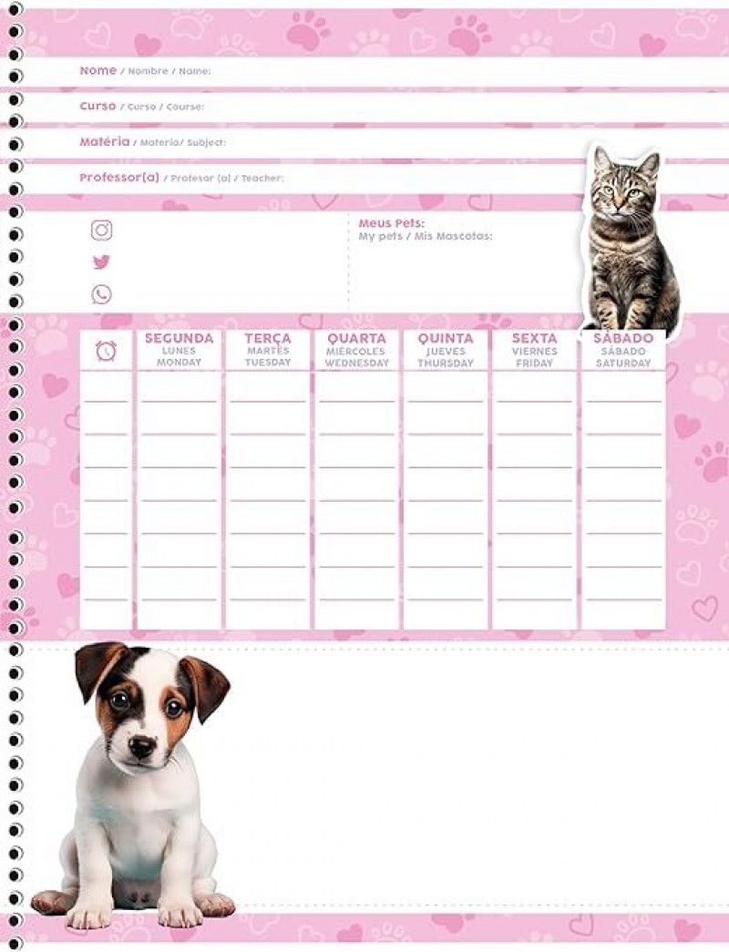 CADERNO 1 MATERIA CAPA DURA 80 FOLHAS MY PETS SAO DOMINGOS - REF. 233081 - PACOTE COM 4 UNIDADES