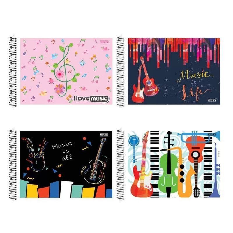 CADERNO DE MUSICA CAPA FLEXIVEL 40 FOLHAS PEQUENO SAO DOMINGOS - REF. 232023 - PACOTE COM 25 UNIDADES