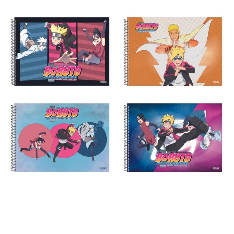 CADERNO CARTOGRAFIA CAPA DURA 60 FOLHAS BORUTO SAO DOMINGOS - REF. 233385 - PACOTE COM 5 UNIDADES