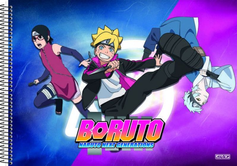 CADERNO CARTOGRAFIA CAPA DURA 60 FOLHAS BORUTO SAO DOMINGOS - REF. 233385 - PACOTE COM 5 UNIDADES