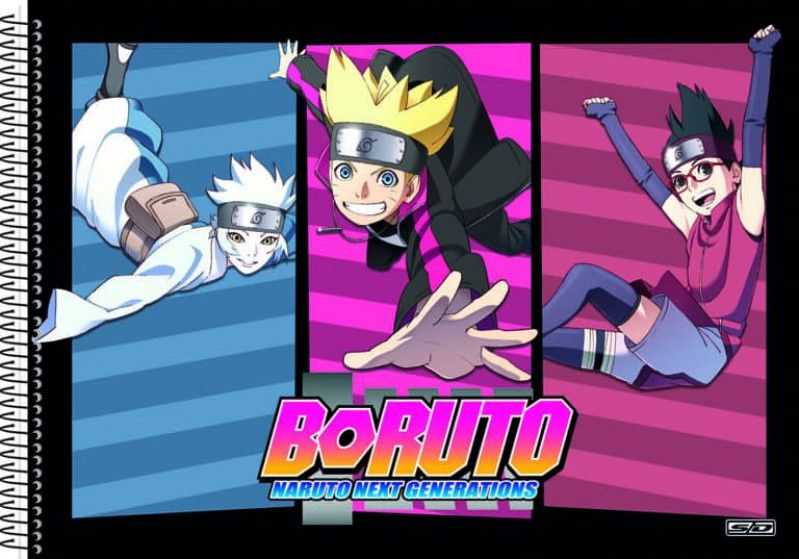 CADERNO CARTOGRAFIA CAPA DURA 60 FOLHAS BORUTO SAO DOMINGOS - REF. 233385 - PACOTE COM 5 UNIDADES