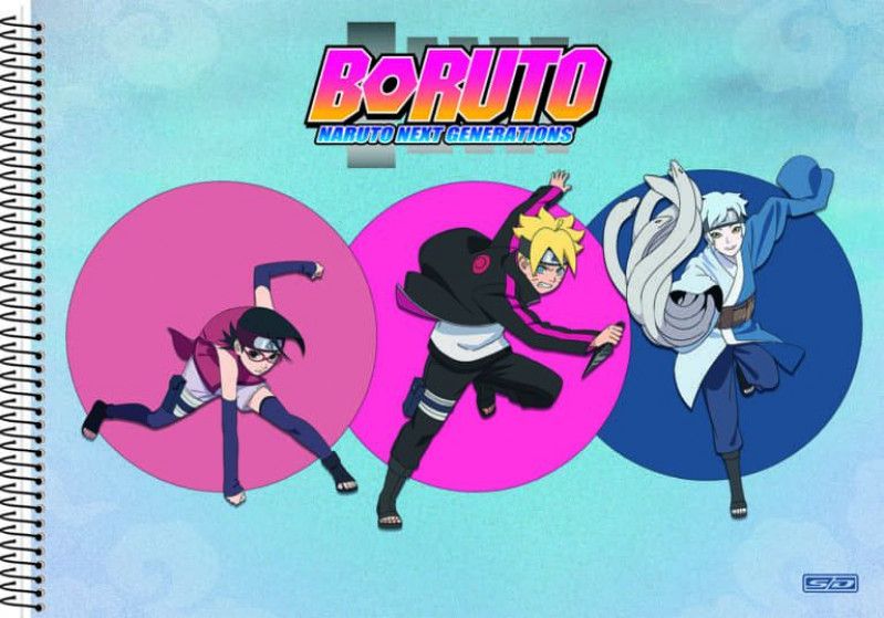 CADERNO CARTOGRAFIA CAPA DURA 60 FOLHAS BORUTO SAO DOMINGOS - REF. 233385 - PACOTE COM 5 UNIDADES