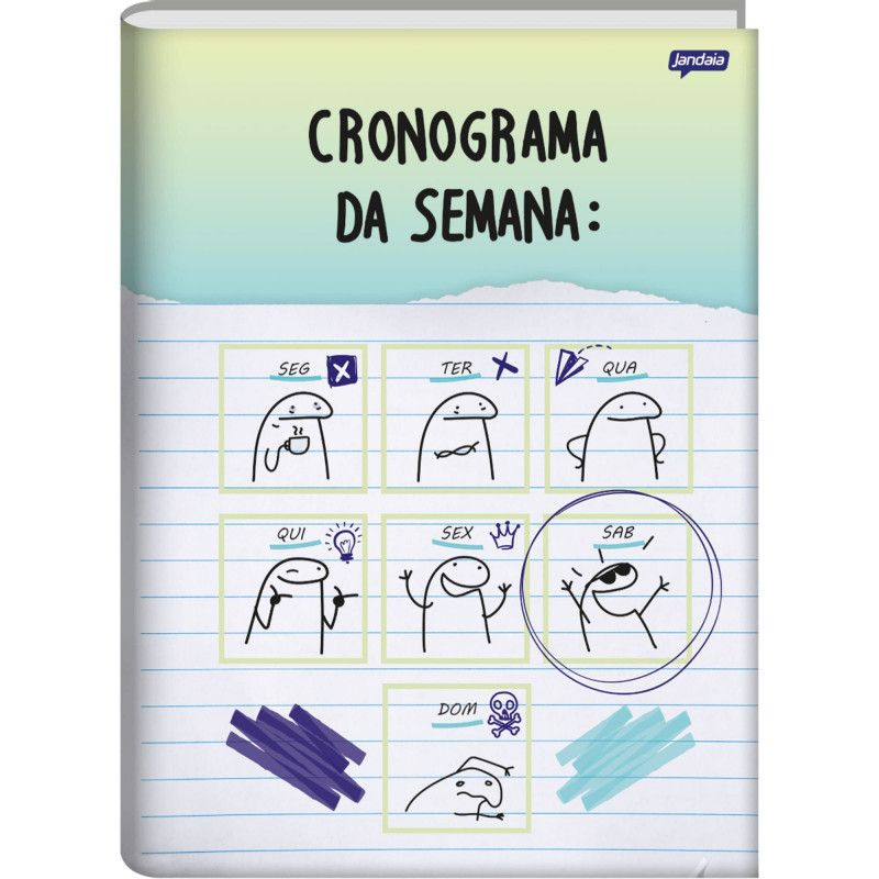 CADERNO BROCHURAO CAPA DURA 80 FOLHAS FLORK JANDAIA - REF. 73609 - PACOTE COM 5 UNIDADES