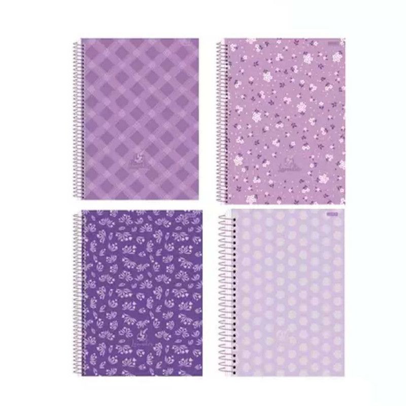 CADERNO 1 MATERIA CAPA DURA 80 FOLHAS LAVENDER SAO DOMINGOS - REF. 233299 - PACOTE COM 4 UNIDADES
