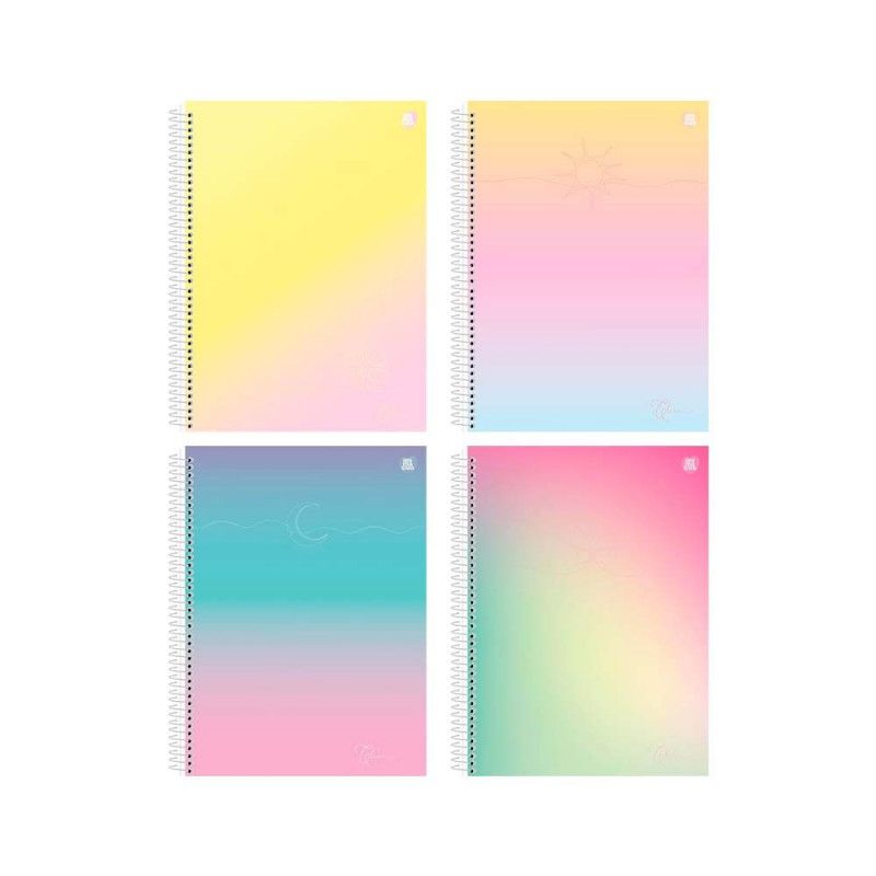 CADERNO ESPIRAL CAPA DURA 1/4 80 FOLHAS CLEAN SAO DOMINGOS - REF. 232025 - PACOTE COM 10 UNIDADES