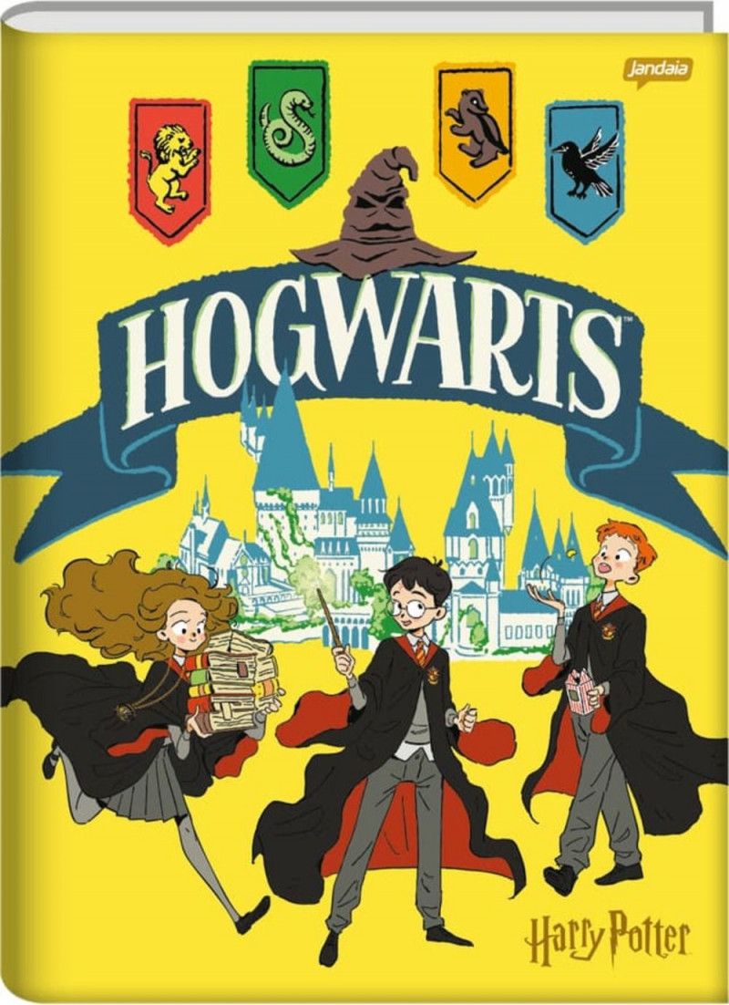 CADERNO BROCHURAO CAPA DURA 96 FOLHAS HARRY POTTER JANDAIA - REF. 65321 - PACOTE COM 5 UNIDADES