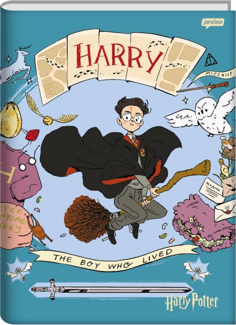 CADERNO BROCHURAO CAPA DURA 96 FOLHAS HARRY POTTER JANDAIA - REF. 65321 - PACOTE COM 5 UNIDADES